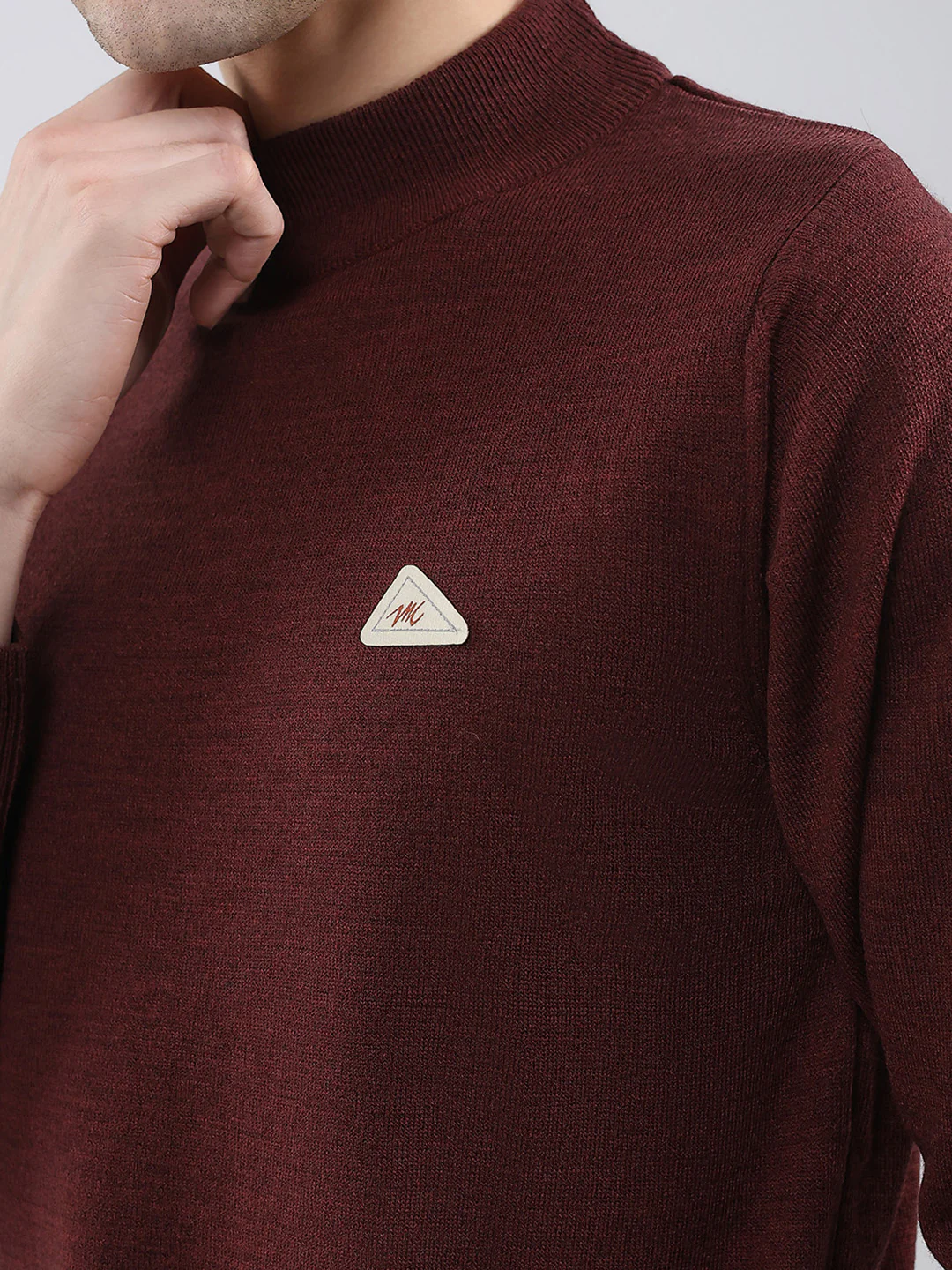 Men Brown Solid Turtle Neck Full Sleeve Pullover - Image 7