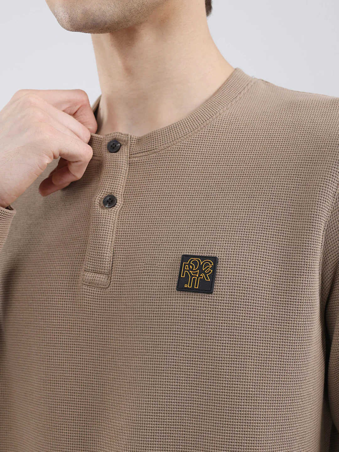 Rock.it Men Brown Solid Round Neck Full Sleeve Winter T-Shirt - Image 7