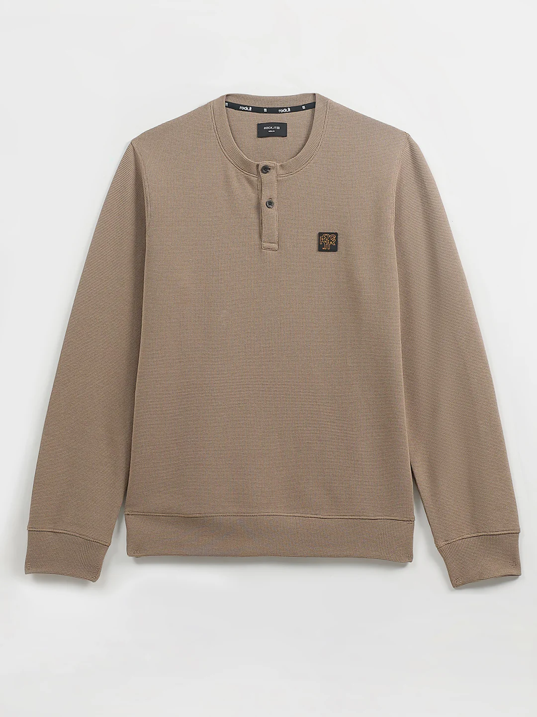 Rock.it Men Brown Solid Round Neck Full Sleeve Winter T-Shirt - Image 8