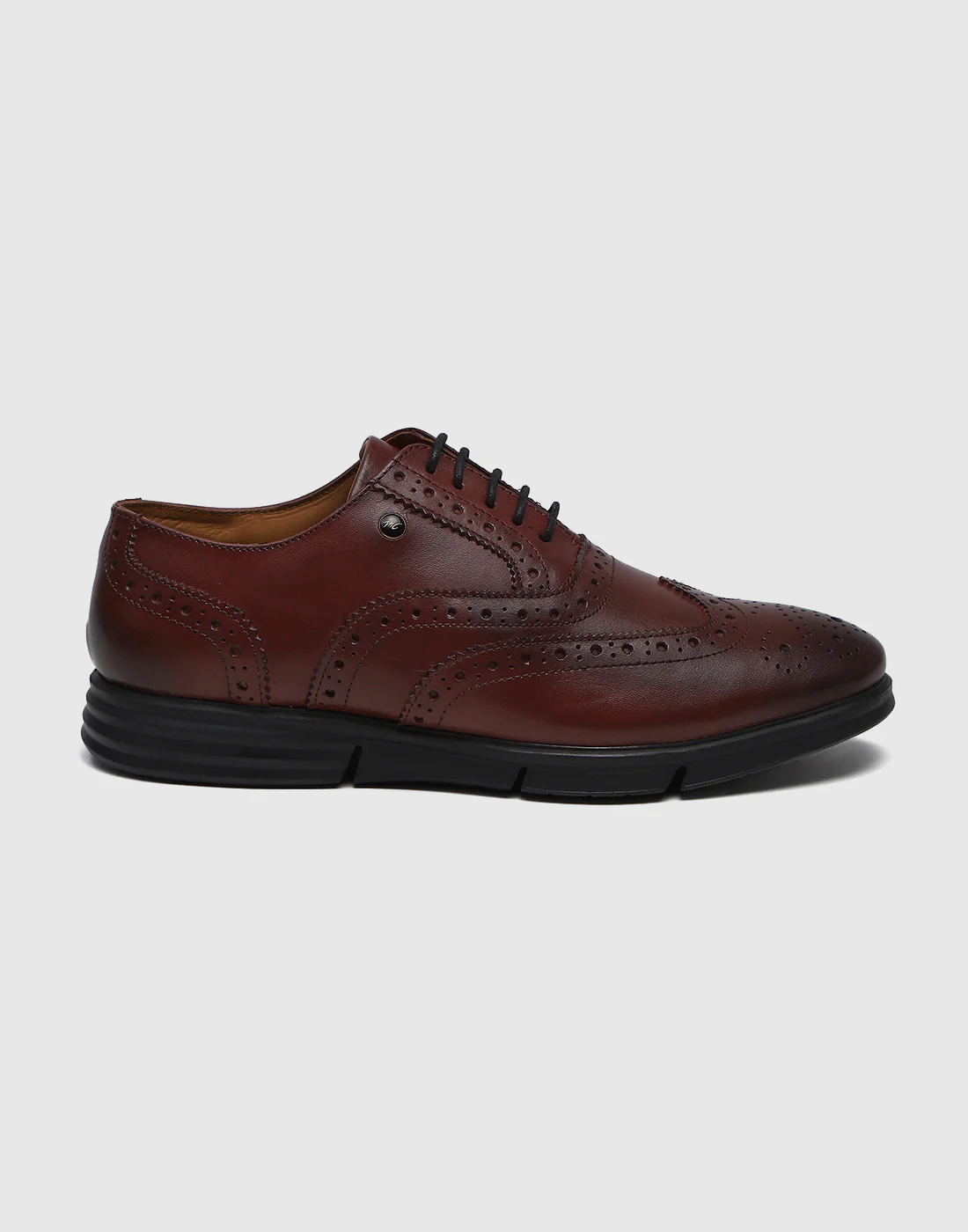 Men Burgundy Lace Up Genuine Leather Formal Brogues - Image 3