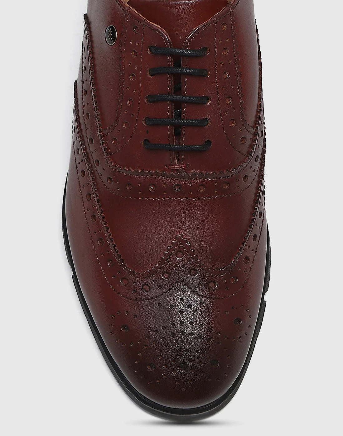 Men Burgundy Lace Up Genuine Leather Formal Brogues - Image 7