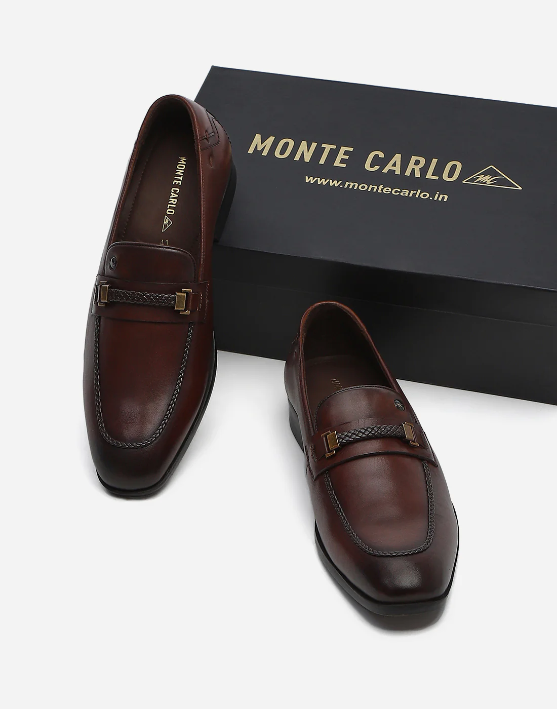 Men Burgundy Slip on Genuine Leather Loafers - Image 3