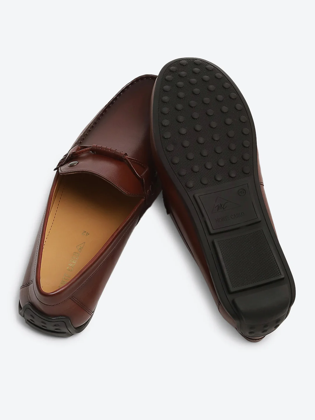 Men Burgundy Slip on Genuine Leather Loafers - Image 6