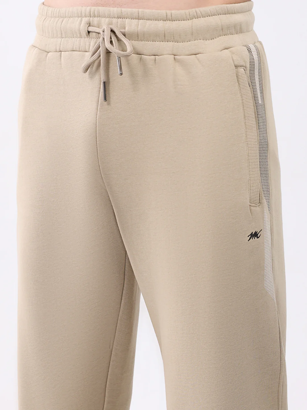 Men Camel Brown Printed Collar Full Sleeve Winter Tracksuit - Image 9