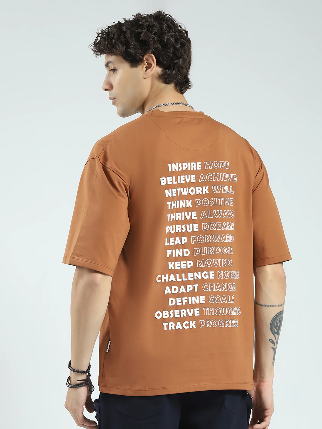 Rock.it Men Camel Brown Printed Round Neck Half Sleeve T-Shirt - Image 5
