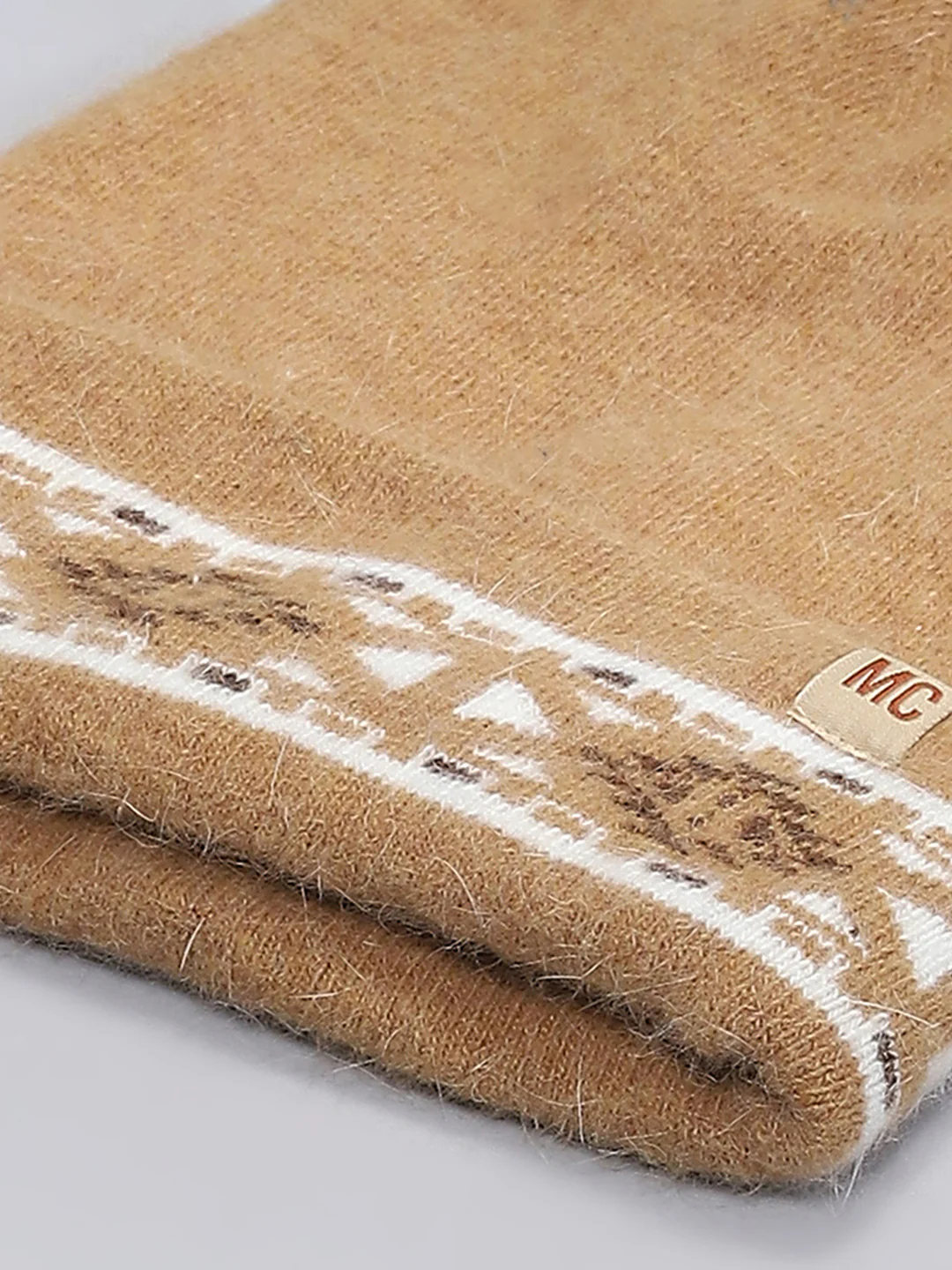 Men Camel Brown Self Design Cap - Image 7