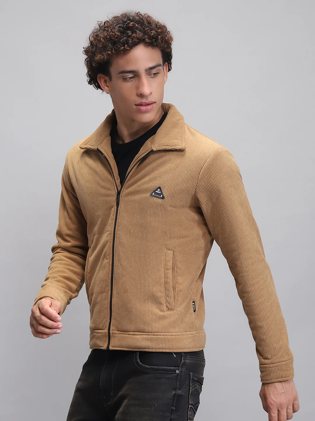 Rock.it Men Camel Brown Solid Collar Full Sleeve Jacket - Image 3