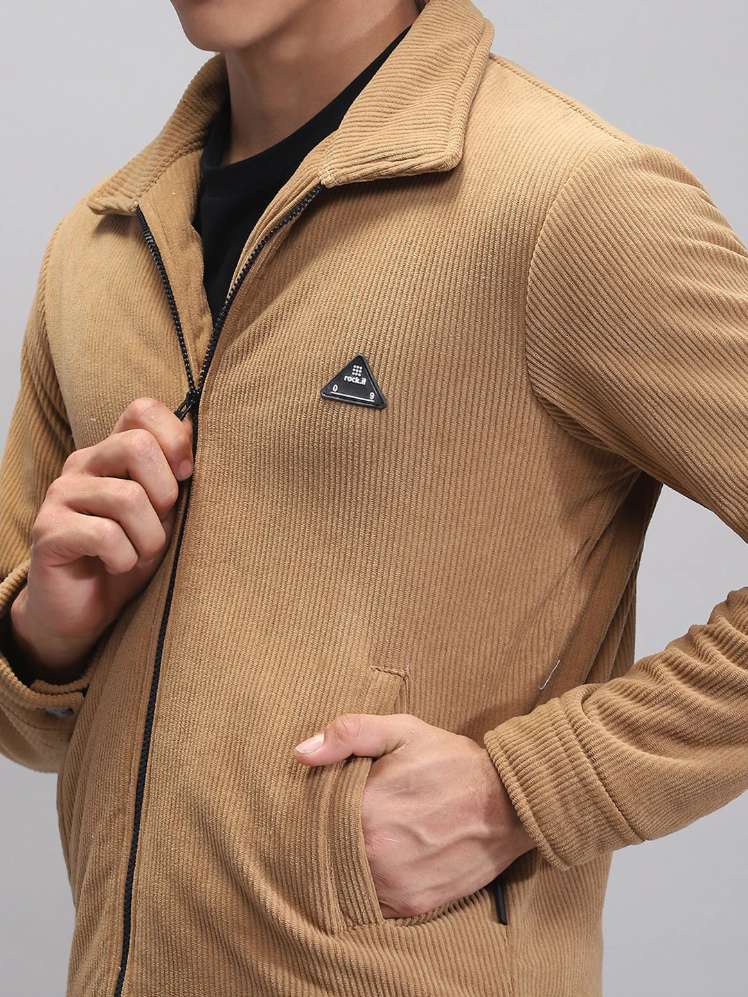 Rock.it Men Camel Brown Solid Collar Full Sleeve Jacket - Image 6