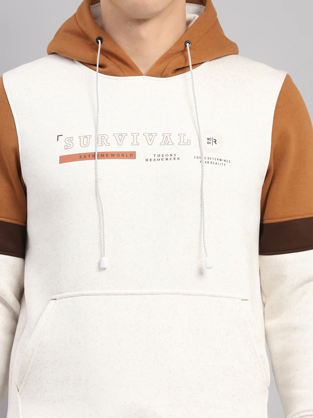 Men Camel Brown Solid Collar Full Sleeve Winter Tracksuit - Image 8