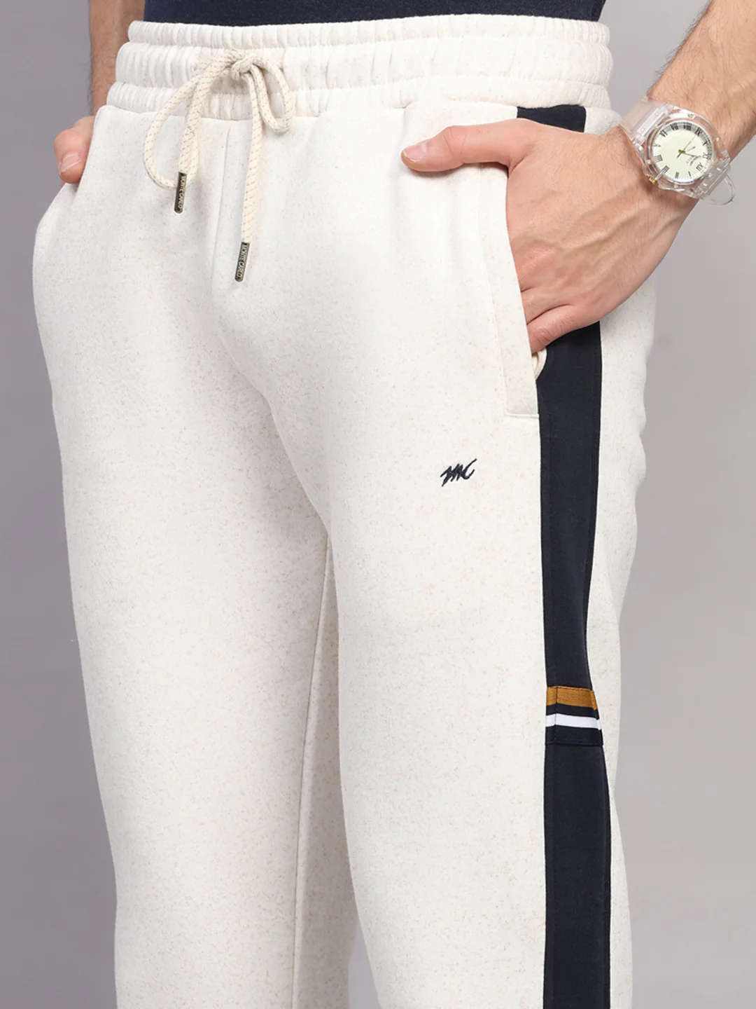 Men Camel Brown Solid Collar Full Sleeve Winter Tracksuit - Image 9