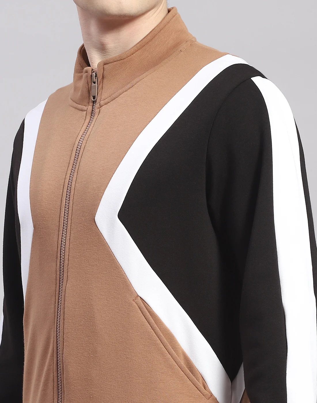 Rock.it Men Camel Brown Solid T Neck Full Sleeve Sweatshirt - Image 7