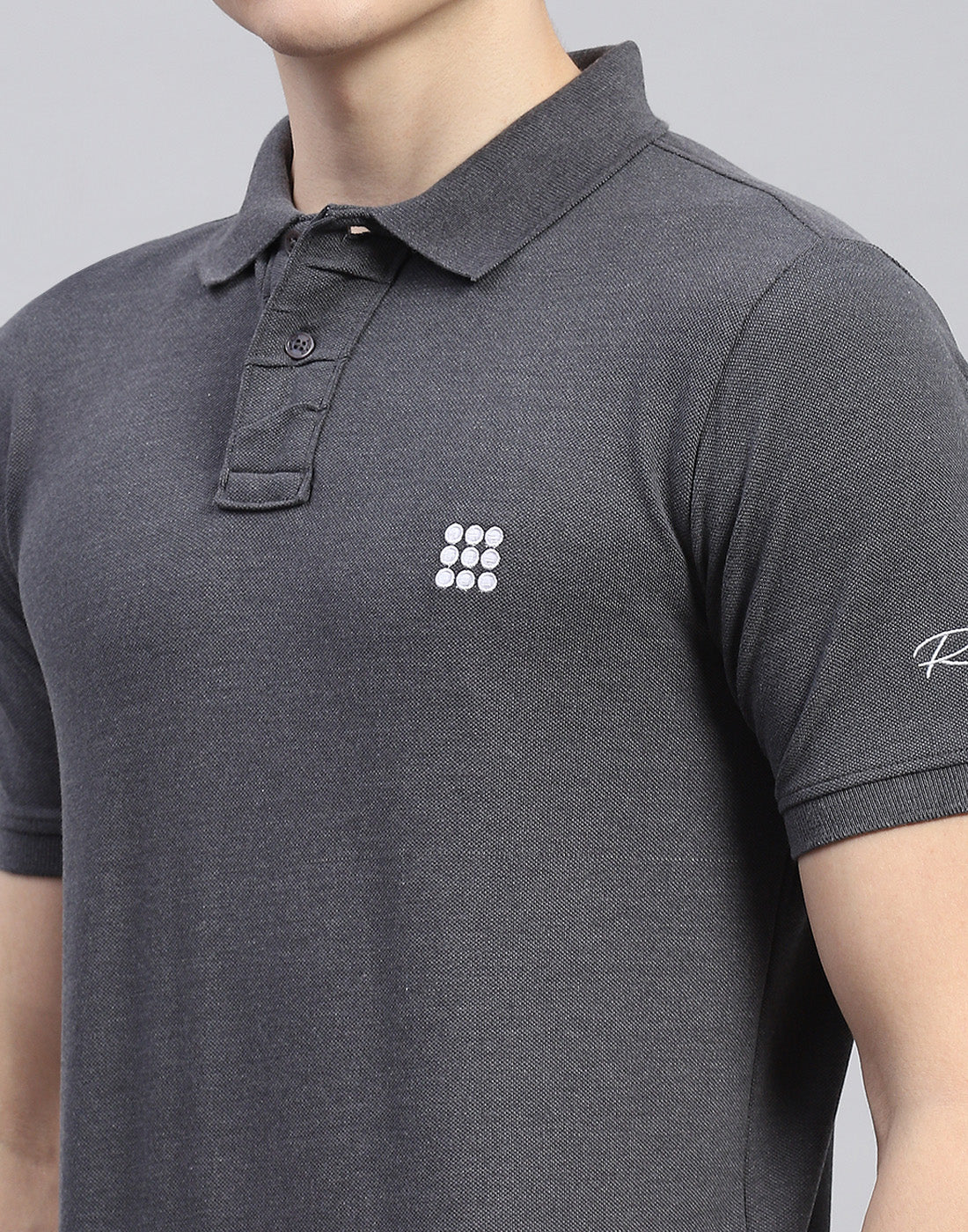 Rock.it Men Charcoal Solid Polo Collar Half Sleeve T-Shirt - Image 6