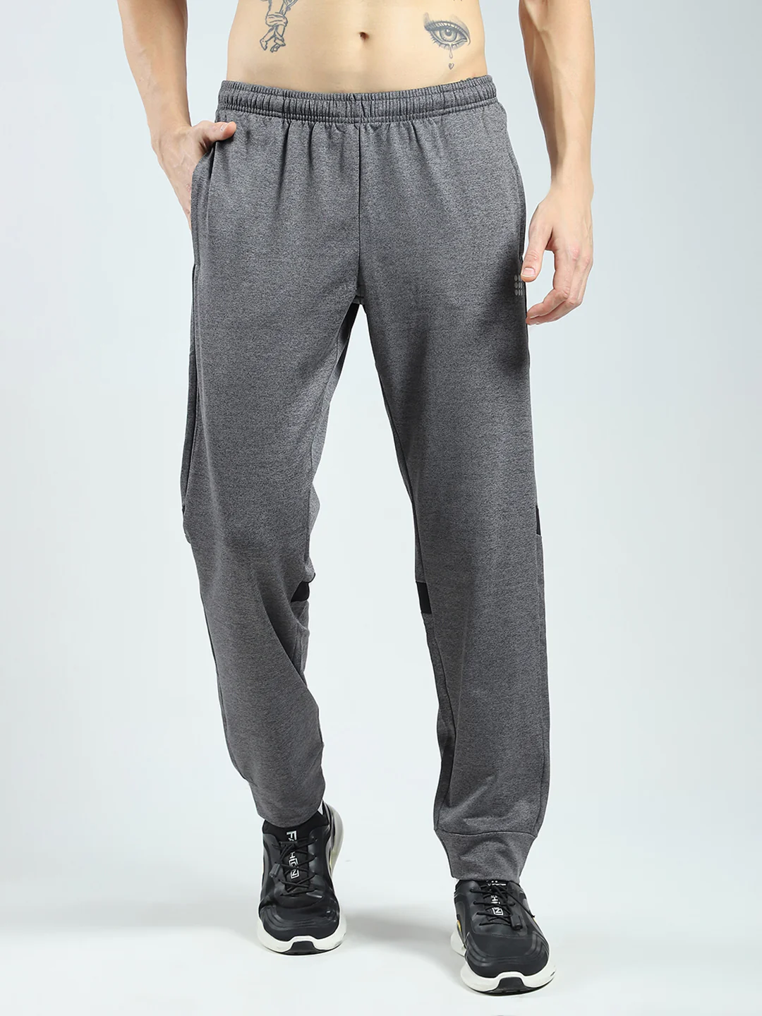 Rock.it Men Charcoal Solid Regular Fit Lower