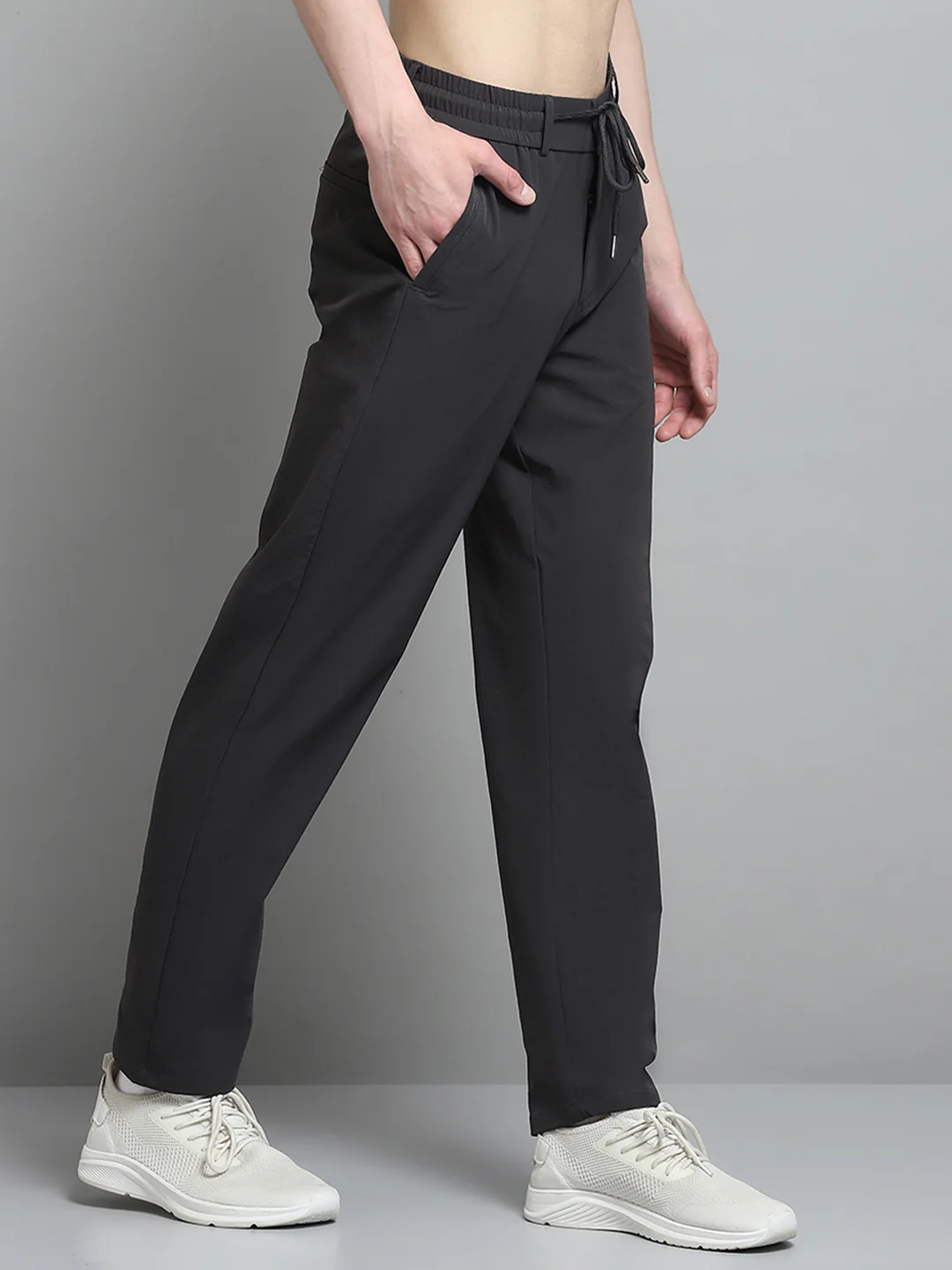 Men Charcoal Solid Regular Fit Lower - Image 4