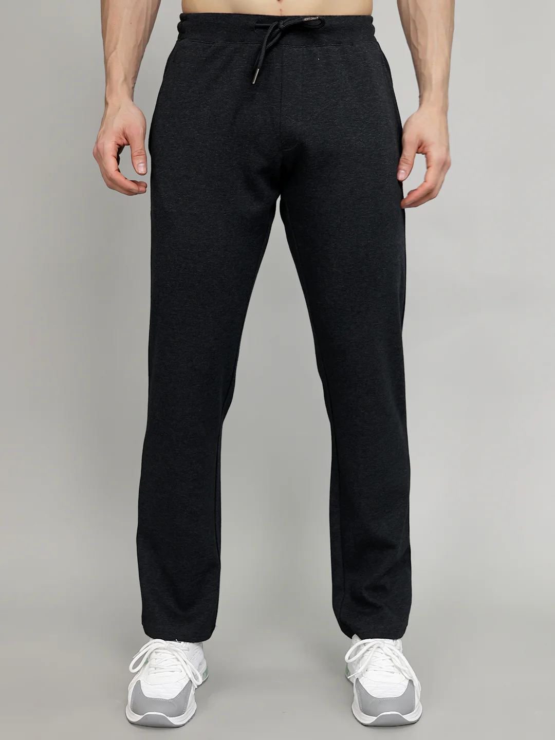 Men Charcoal Solid Regular Fit Lower