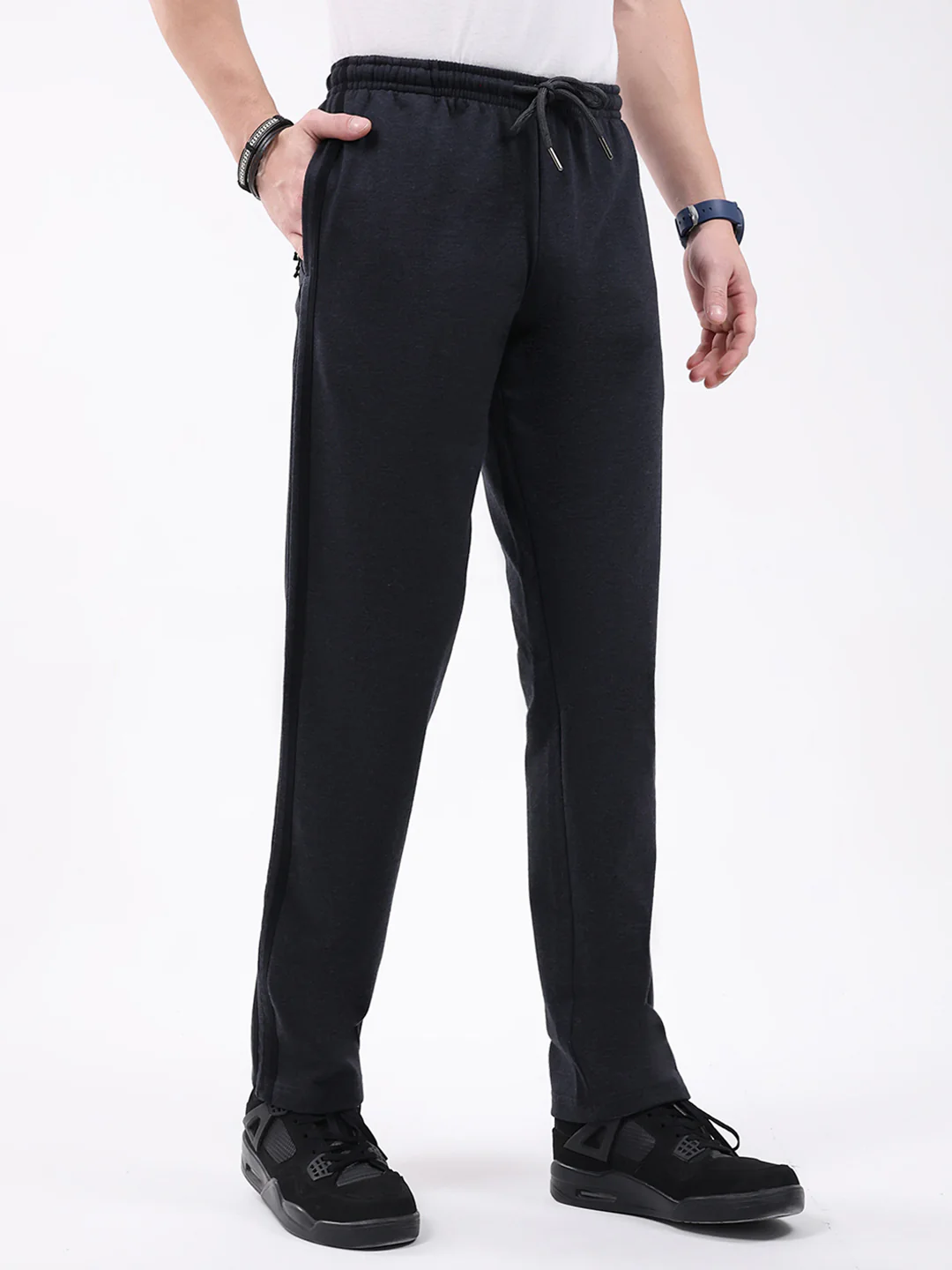 Men Charcoal Solid Regular Fit Winter Lower - Image 4
