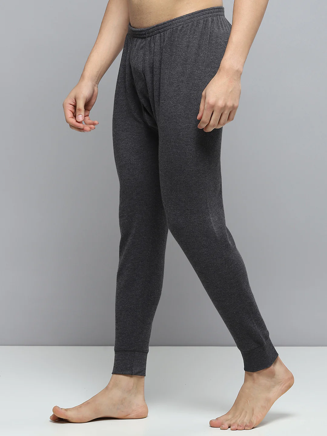 Men Charcoal Solid Thermal Lower - Image 3