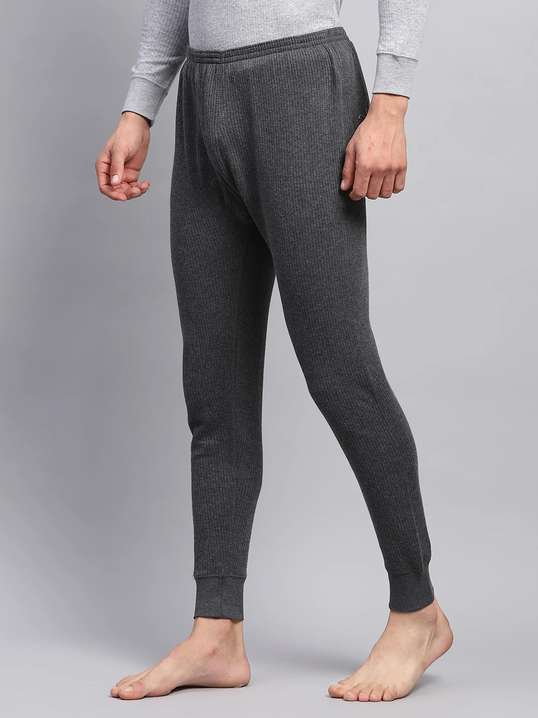 Men Charcoal Solid Thermal Lower - Image 3