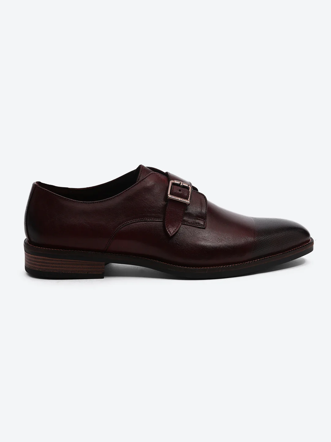 Men Cherry Elastic Leather Formal Monks - Image 5
