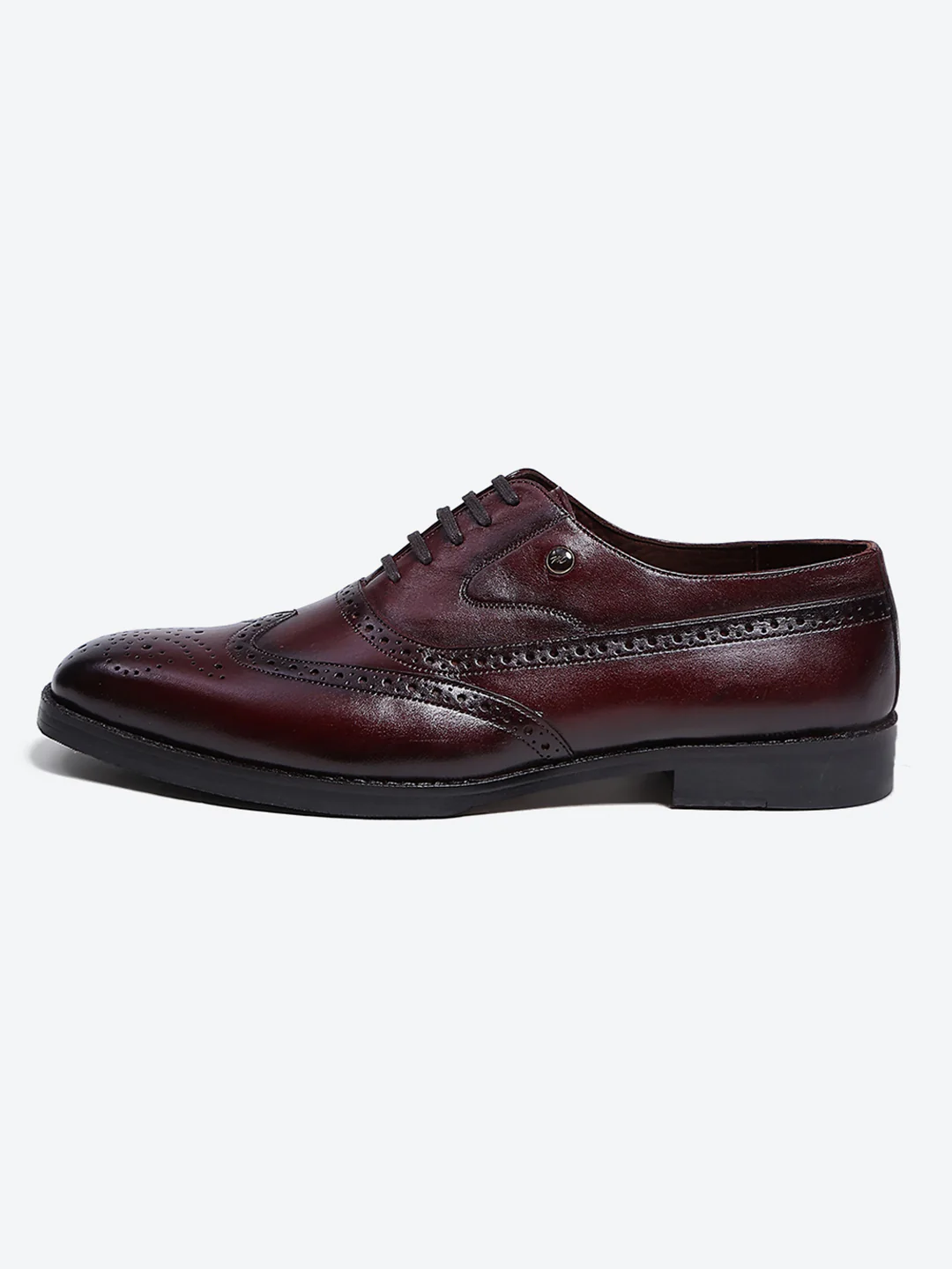 Men Cherry Lace Up Leather Formal Brogues - Image 4