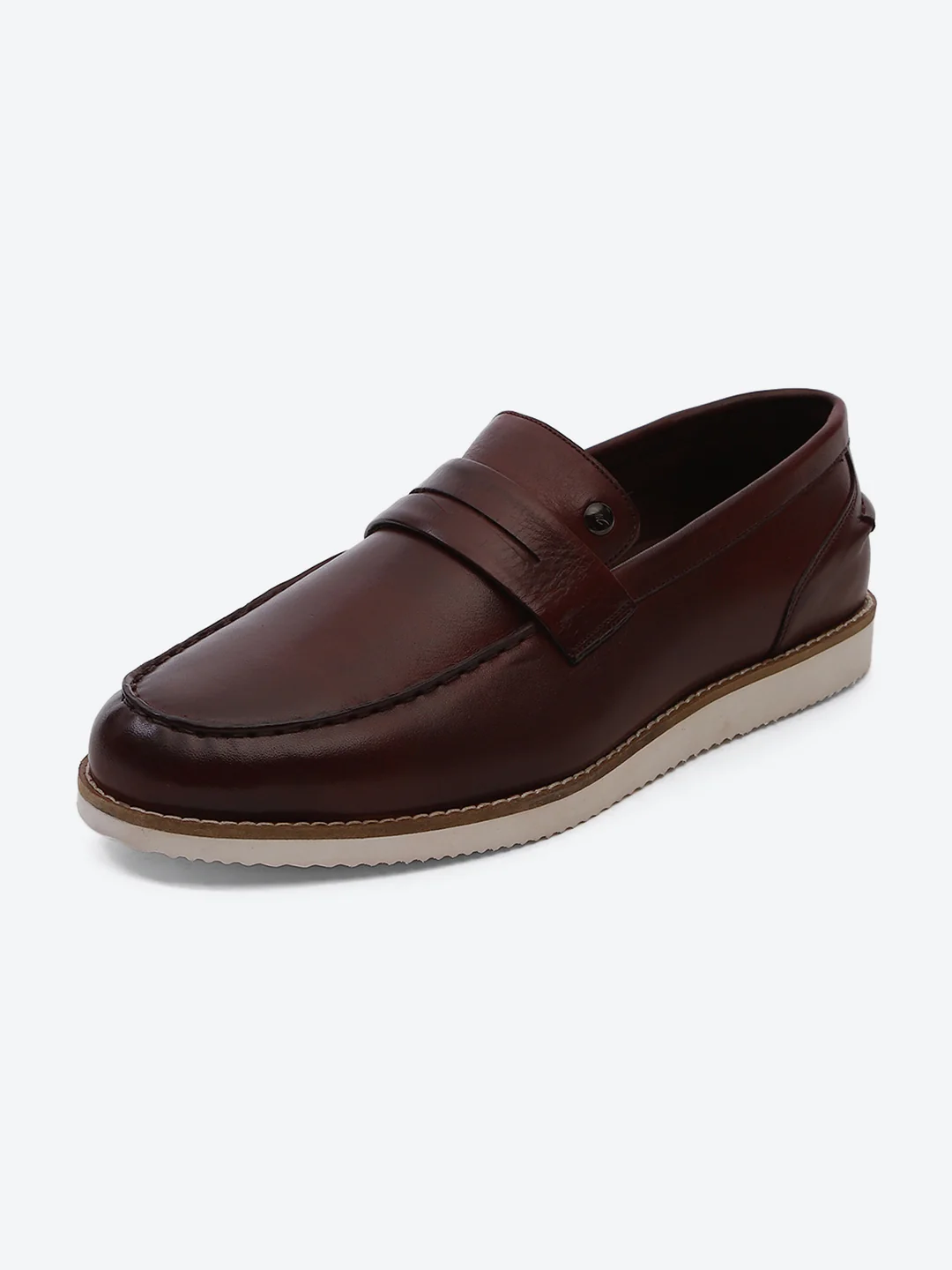 Men Cherry Slip on Genuine Leather Penny Loafers - Image 3
