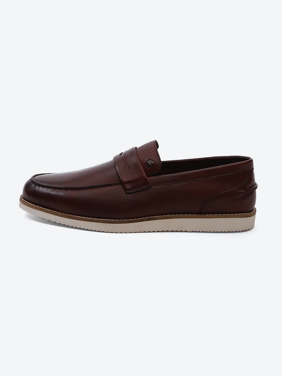 Men Cherry Slip on Genuine Leather Penny Loafers - Image 4