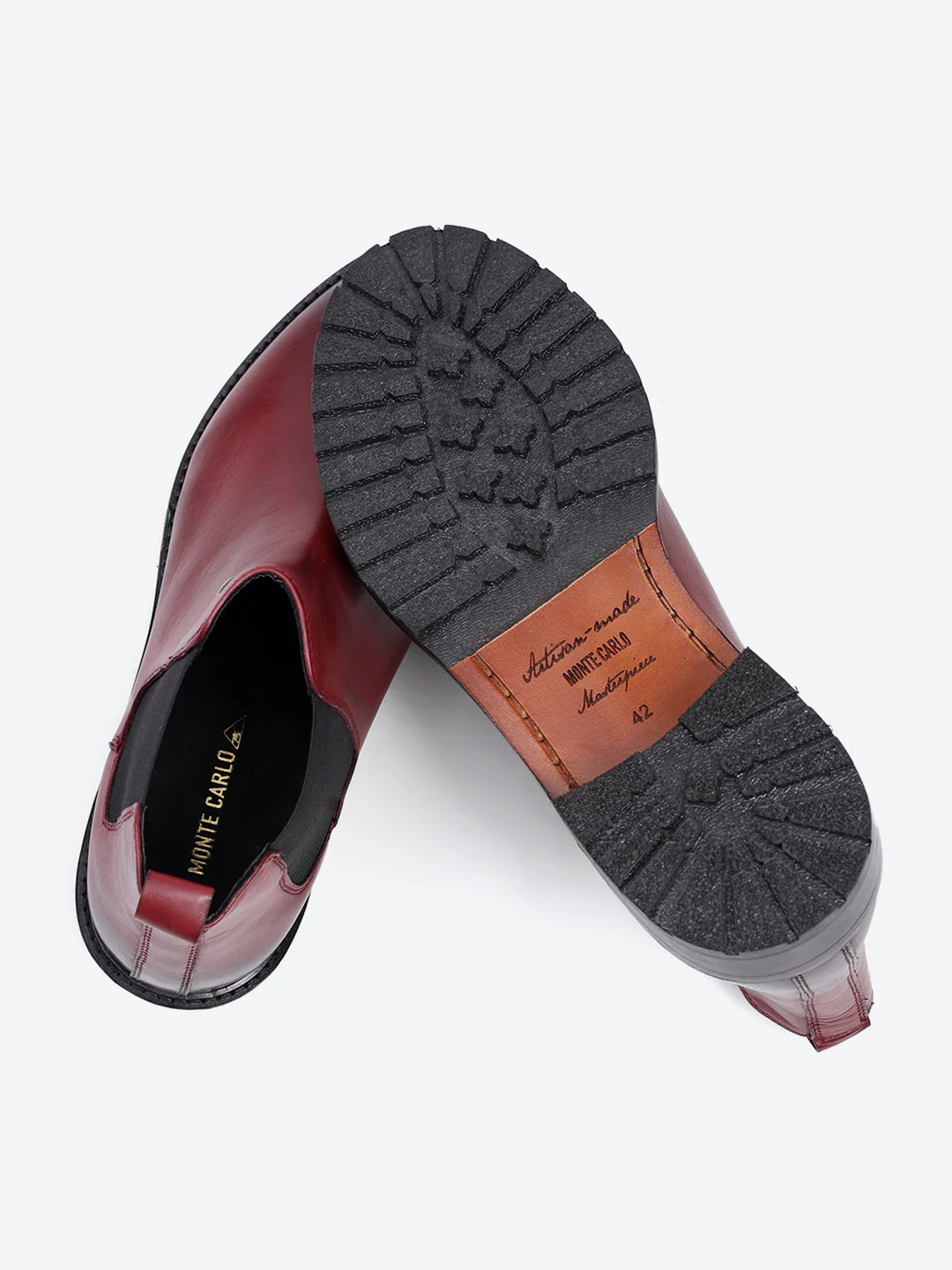 Men Cherry Slip on Leather Chelsea Boots - Image 6