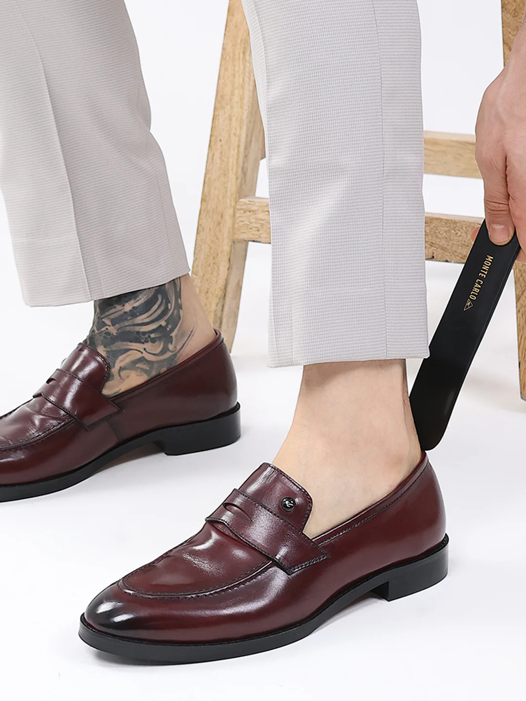 Men Cherry Slip on Leather Loafers - Image 12