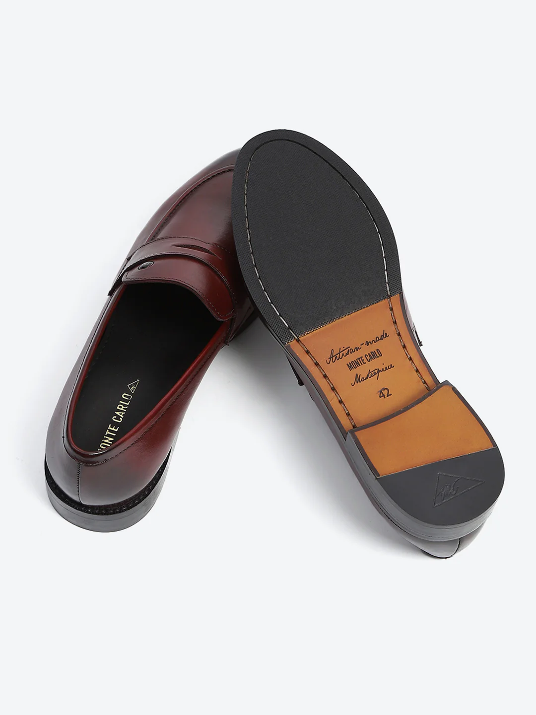 Men Cherry Slip on Leather Loafers - Image 8