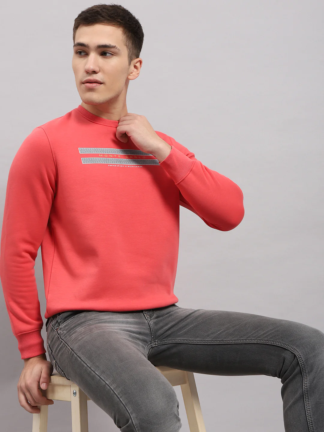 Men Coral Printed Round Neck Full Sleeve Sweatshirt - Image 6