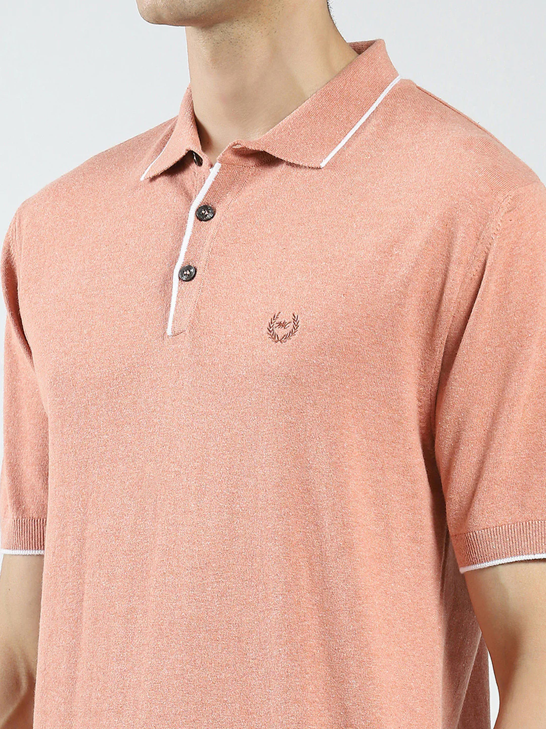 Men Coral Solid Collar Half Sleeve T-Shirt - Image 6