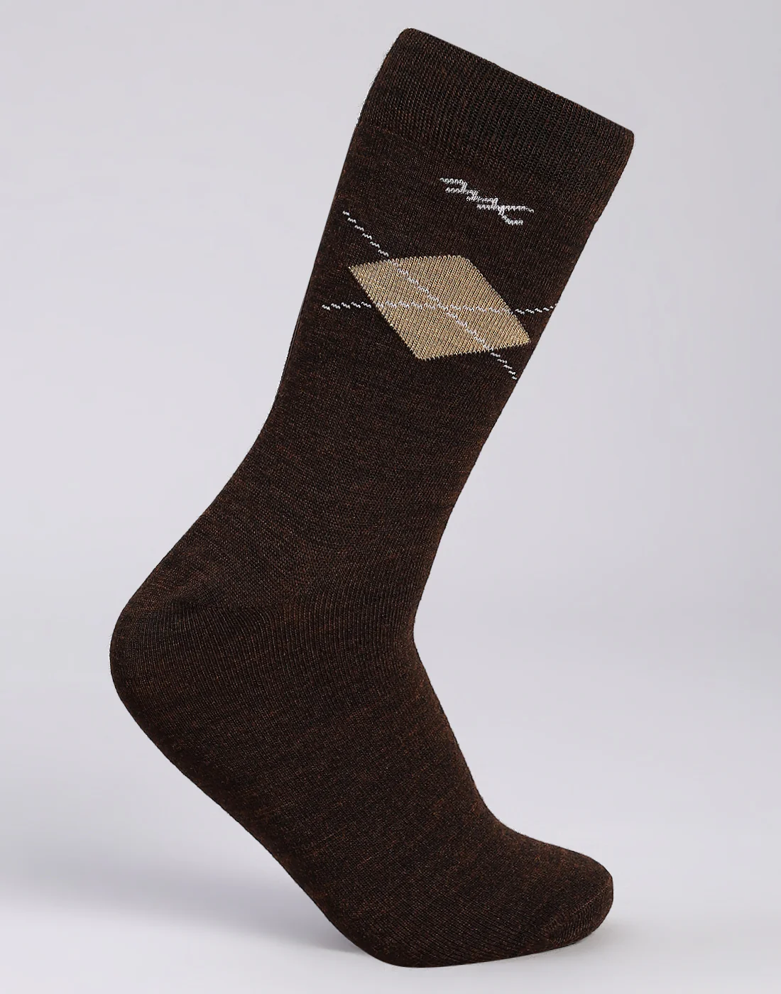 Men Cotton Blend Self Design Calf Length Socks (1 Pair) - Image 3