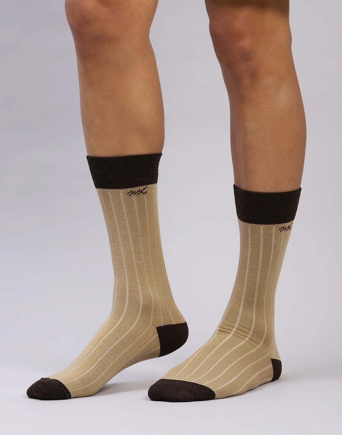 Men Cotton Blend Self Design Calf Length Socks (1 Pair) - Image 2