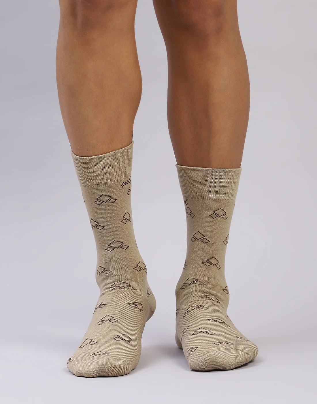 Men Cotton Blend Self Design Calf Length Socks (1 Pair)