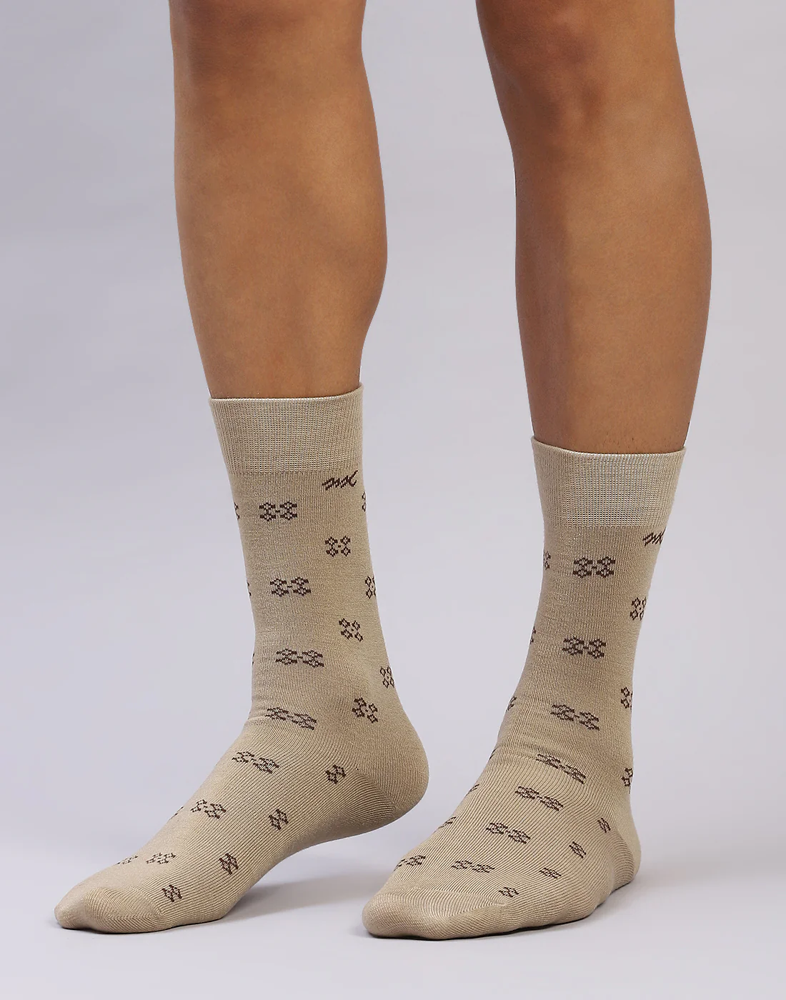 Men Cotton Blend Self Design Calf Length Socks (1 Pair) - Image 2