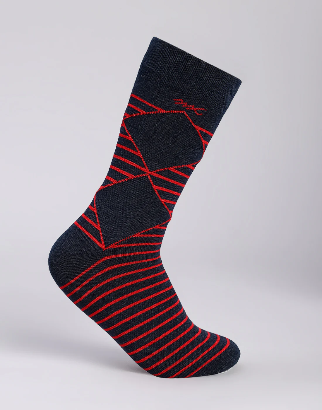 Men Cotton Blend Self Design Calf Length Socks (1 Pair) - Image 3