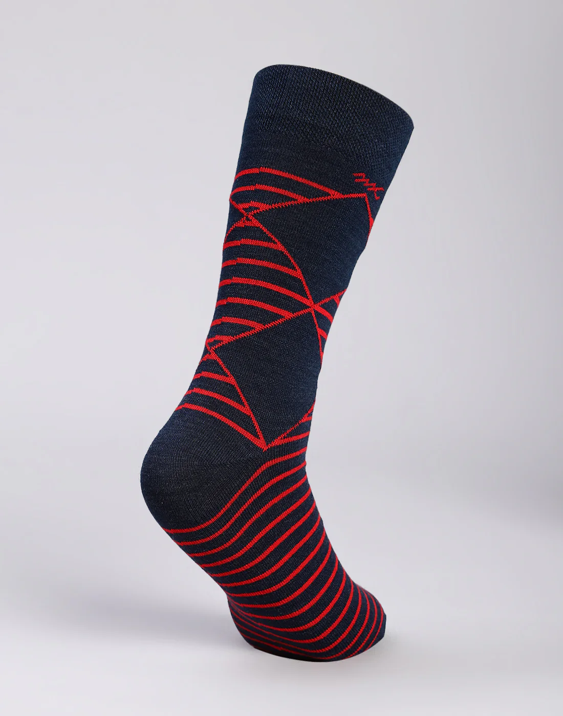 Men Cotton Blend Self Design Calf Length Socks (1 Pair) - Image 4
