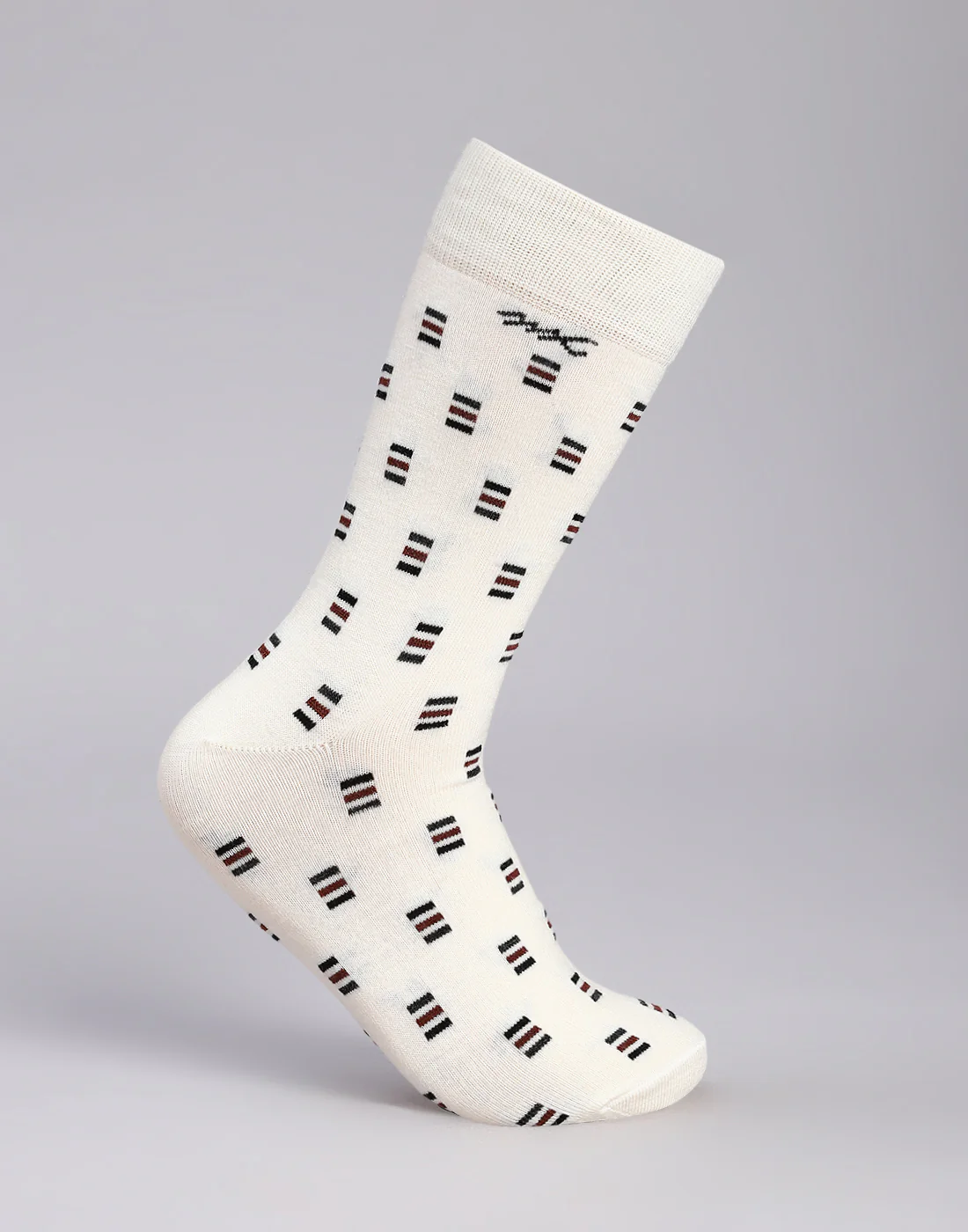 Men Cotton Blend Self Design Calf Length Socks (1 Pair) - Image 3