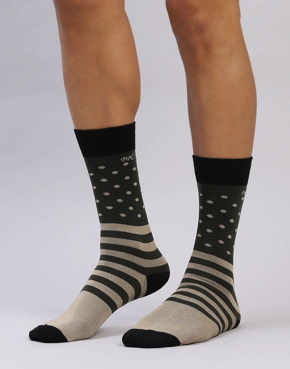 Men Cotton Blend Self Design Calf Length Socks (1 Pair) - Image 2