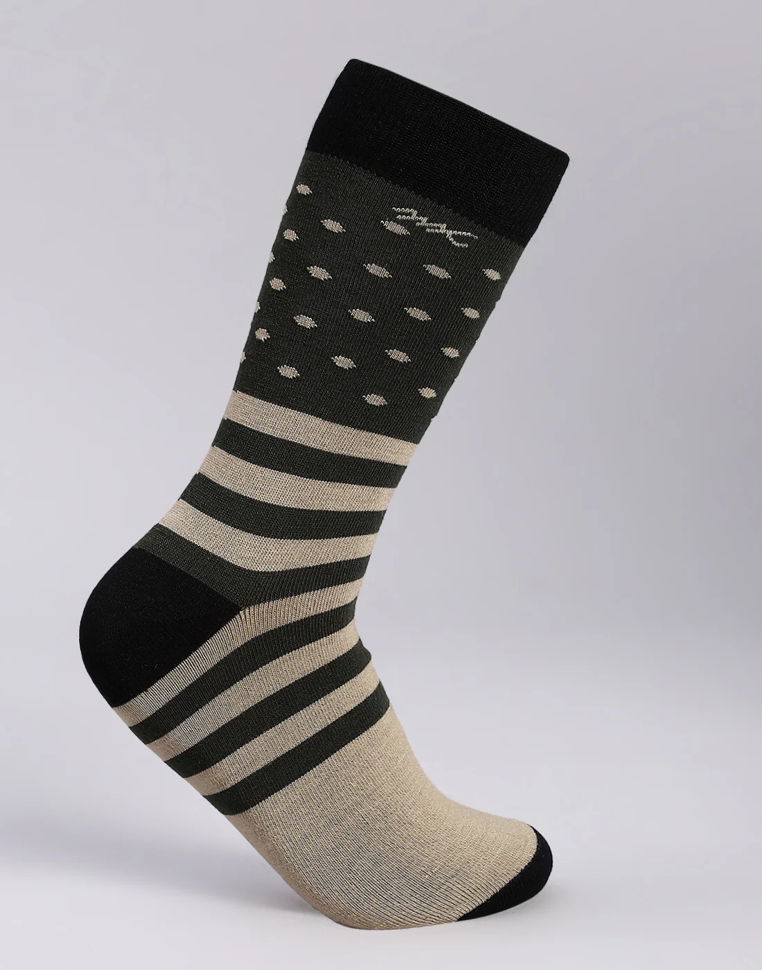 Men Cotton Blend Self Design Calf Length Socks (1 Pair) - Image 3