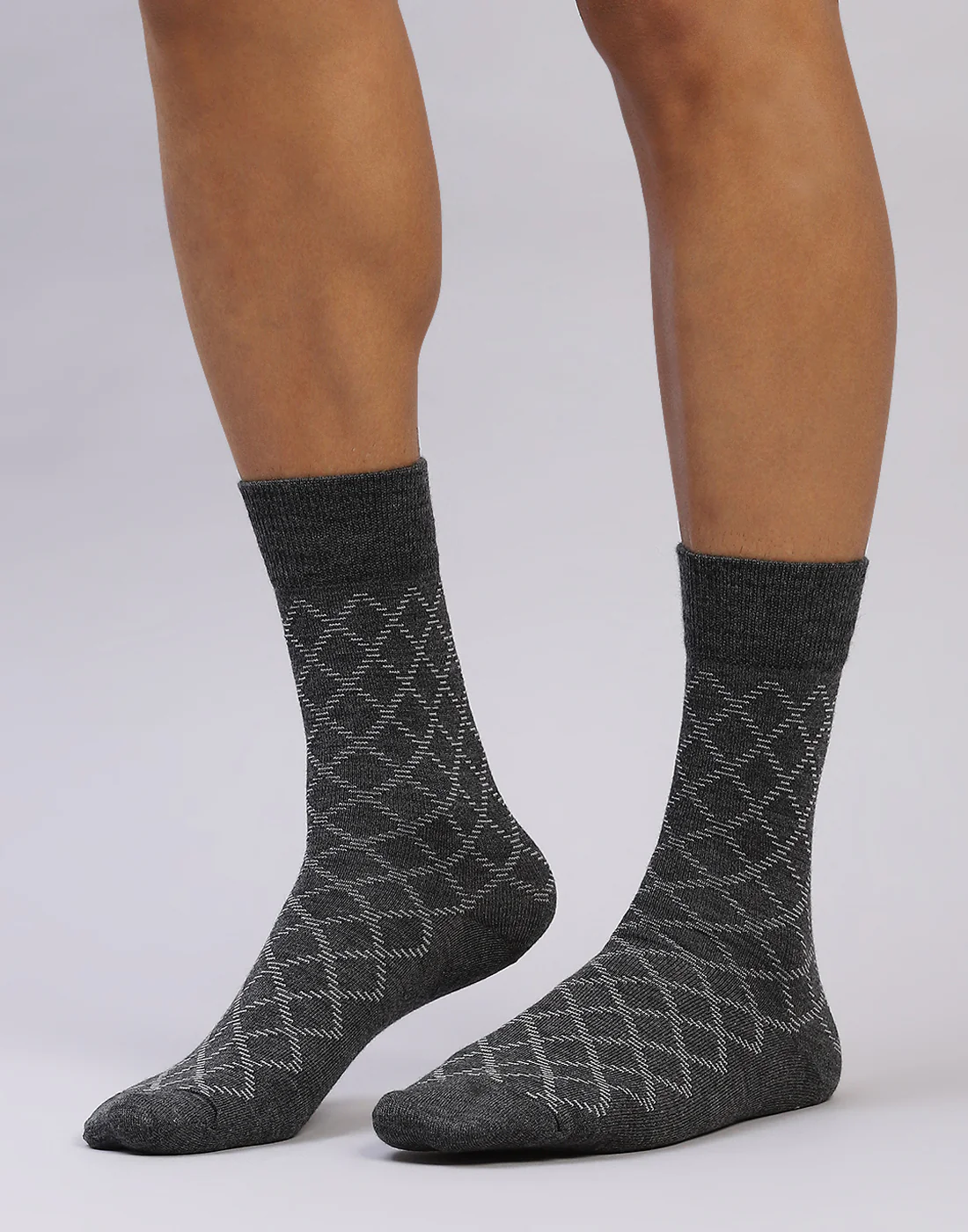 Men Cotton Blend Solid Calf Length Socks (1 Pair) - Image 2