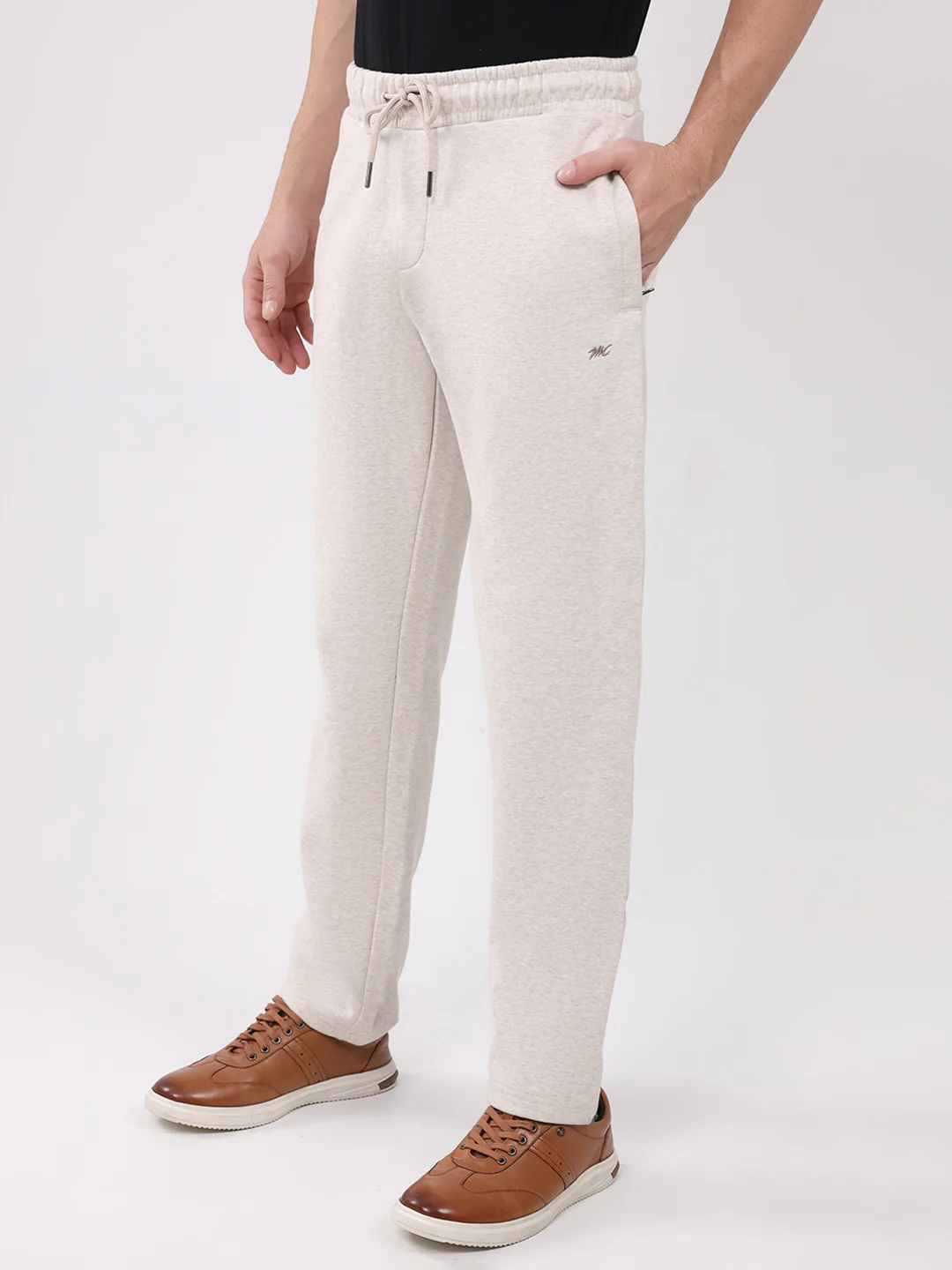 Men Cream Printed Round Neck Full Sleeve Winter Tracksuit - Image 7