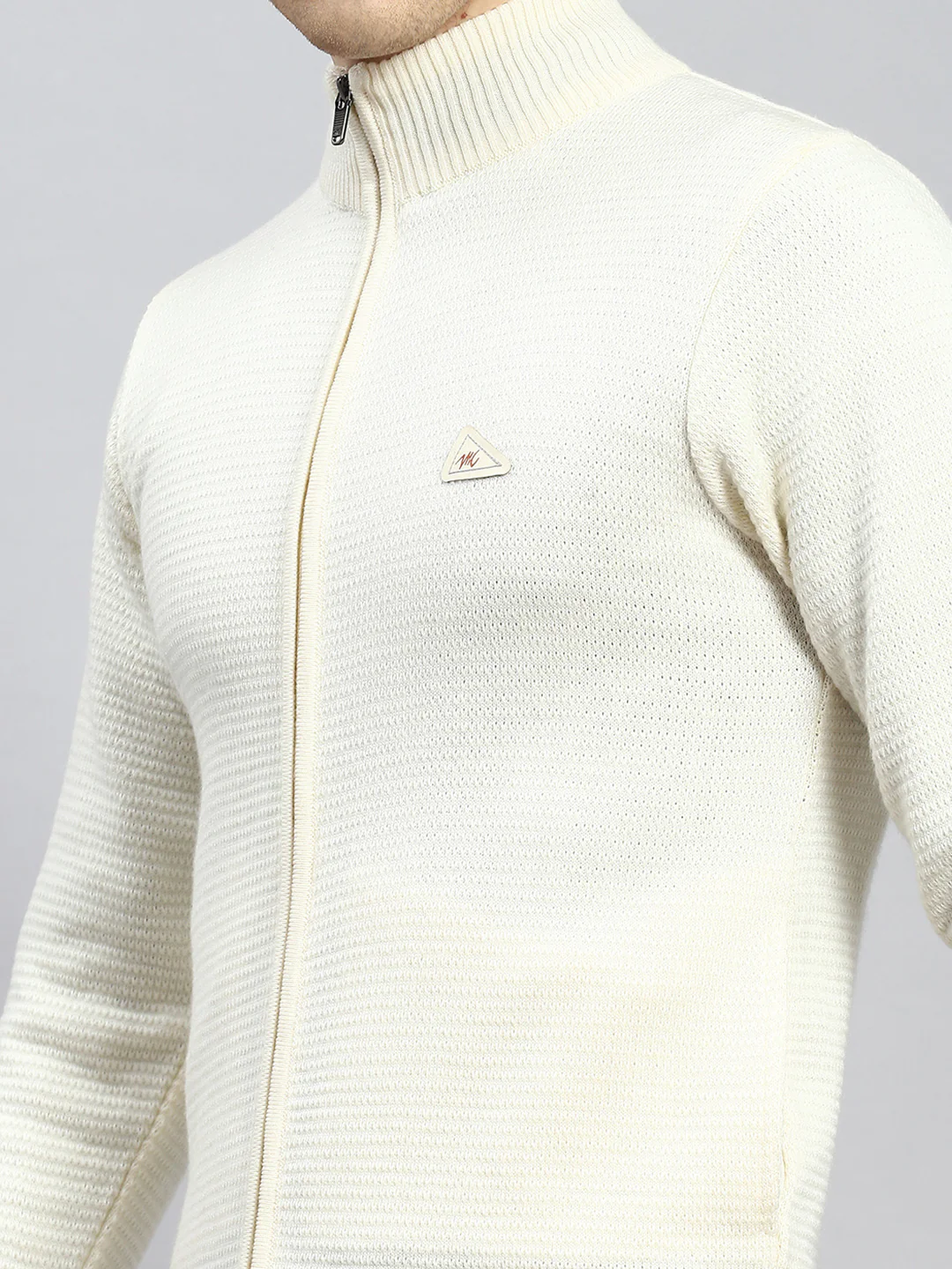 Men Cream Solid Pullover - Image 6
