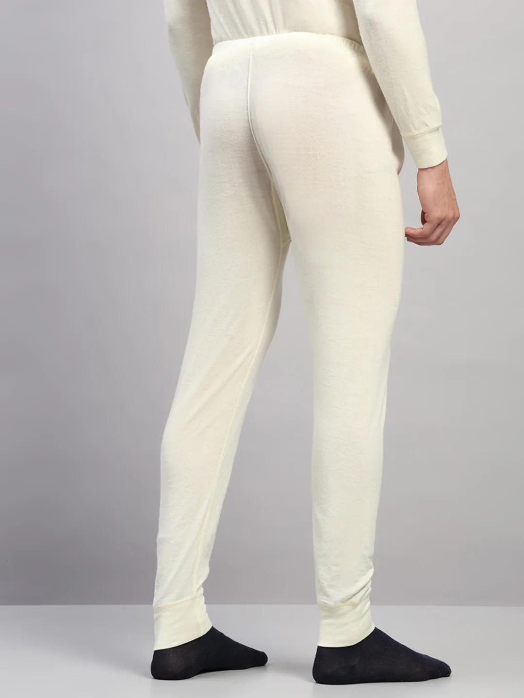 Men Cream Solid Regular Fit Thermal Lower - Image 5