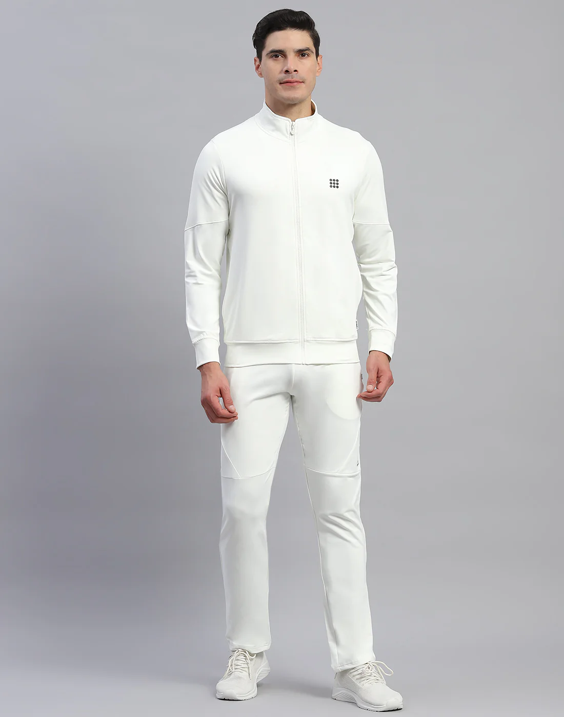 Rock.it Men Cream Solid Round Neck Full Sleeve Tracksuit - Image 2