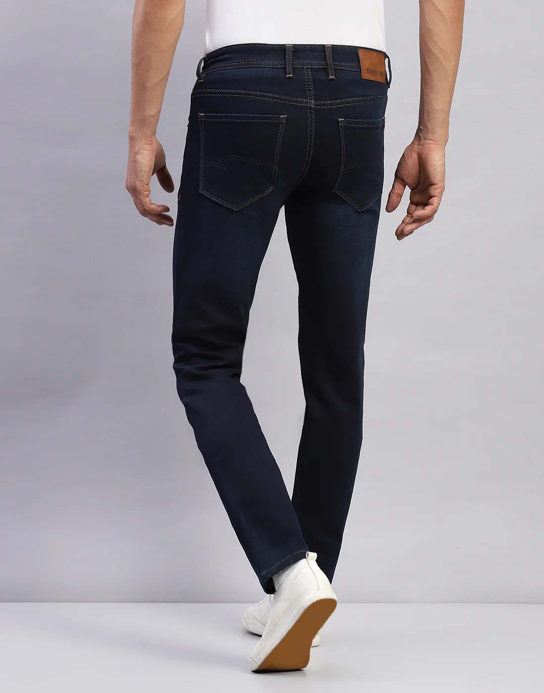 Men Dark Blue Light Wash Narrow Fit Denim - Image 5