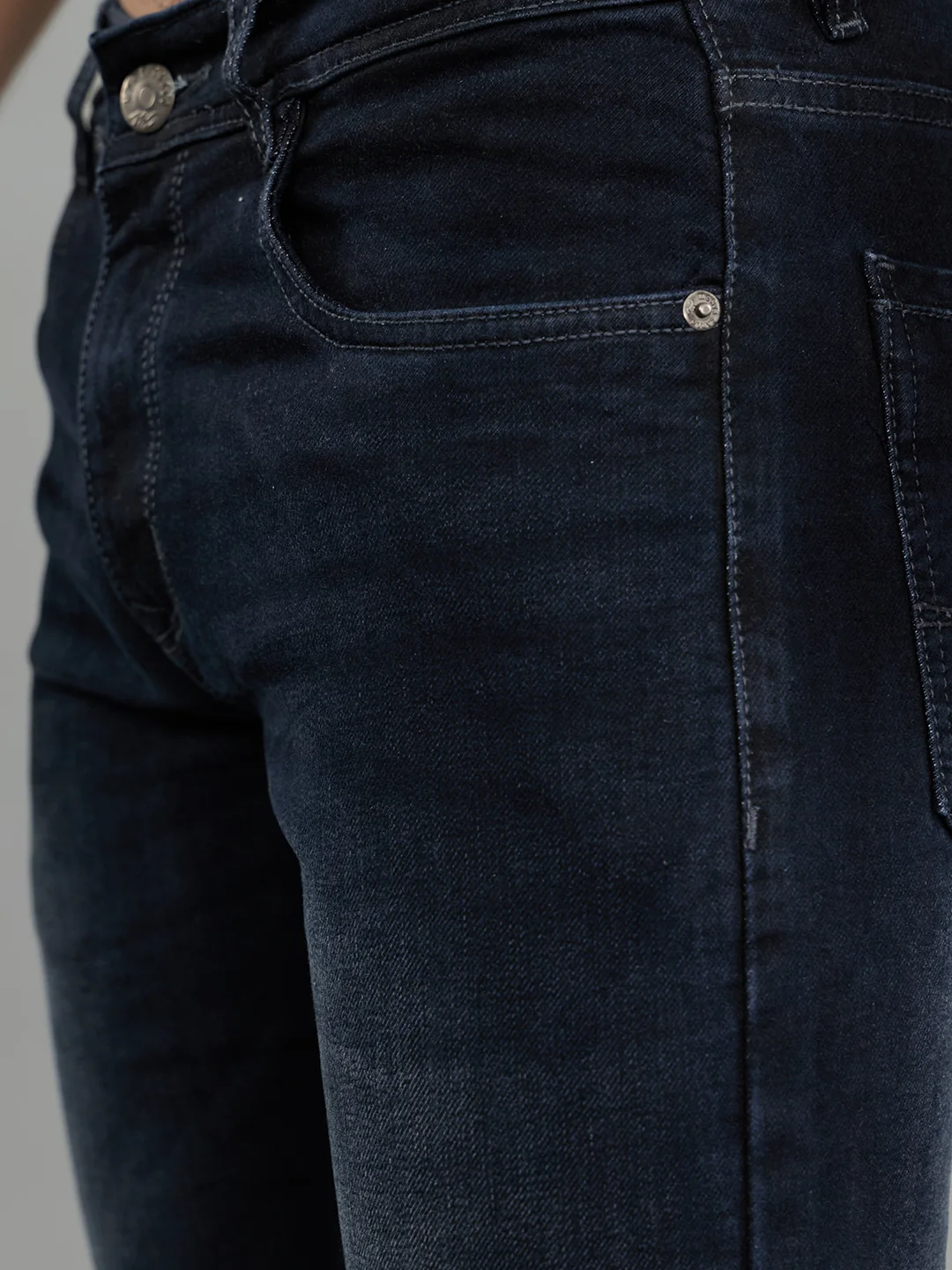 Men Dark Blue Light Wash Skinny Fit Denim - Image 5