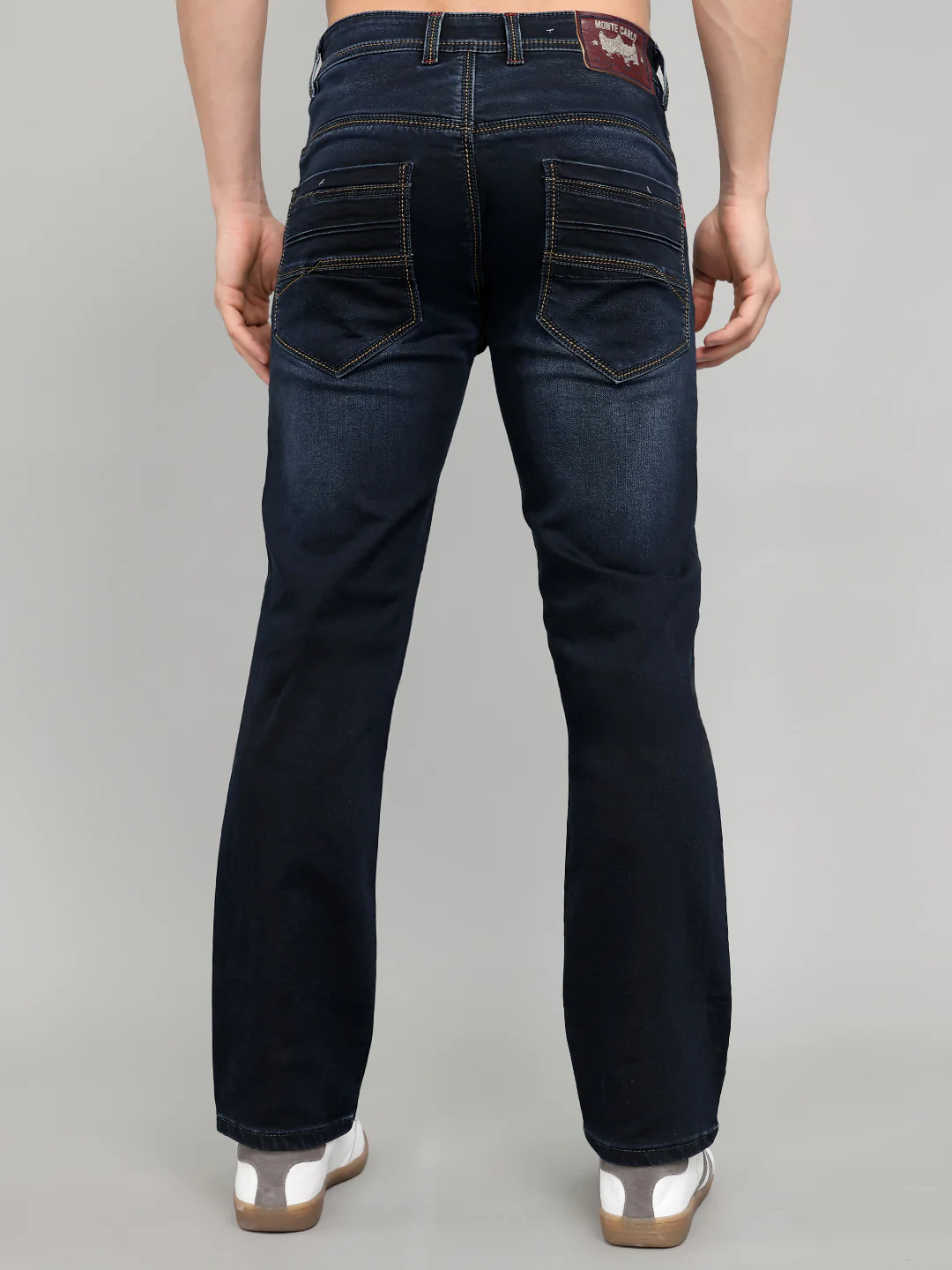 Men Dark Blue Solid Straight Fit Denim - Image 5