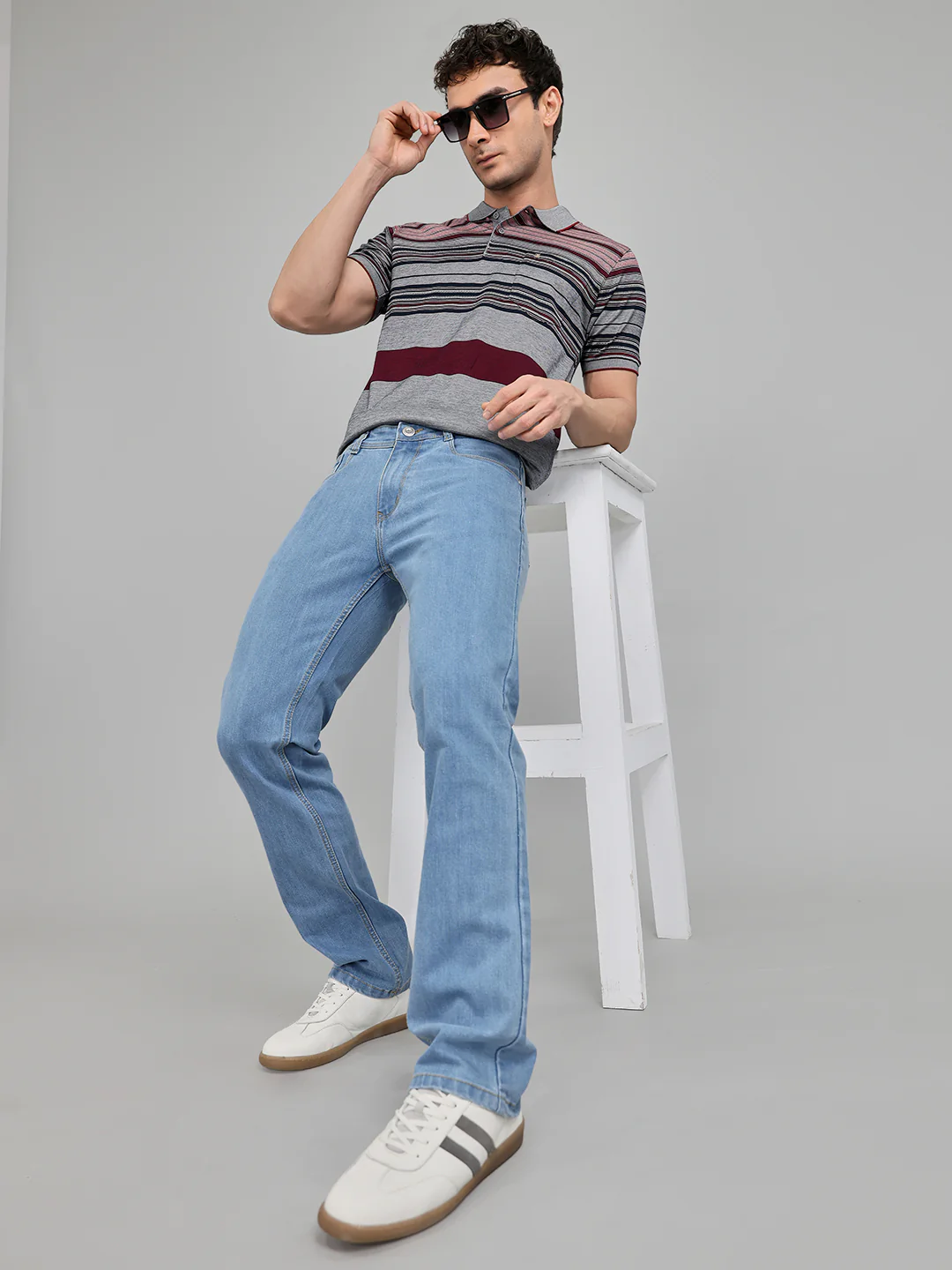 Men Dark Blue Solid Straight Fit Denim - Image 6