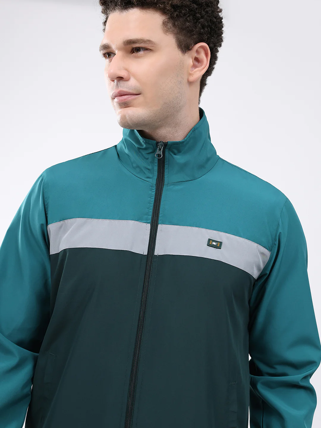 Men Dark Green Printed Collar Full Sleeve Jacket - Image 7